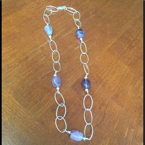 A silver purple stone necklace